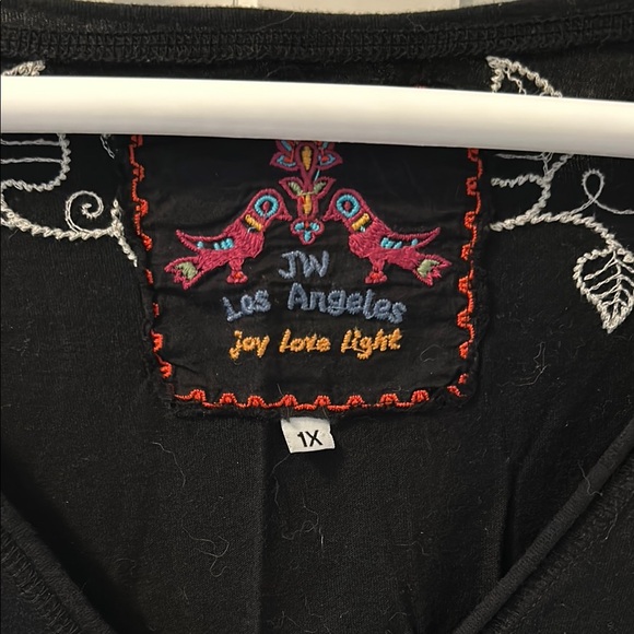 Johnny Was Black Embroidered V-Neck Knee-Length Dress Sz 1X - Picture 2 of 5